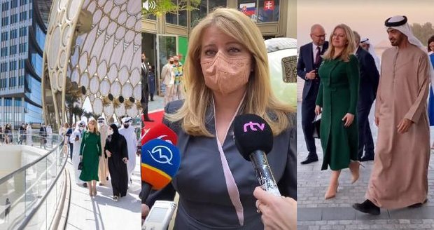 Čaputová v Dubaji: Náušnice od Muchovy vnučky, český pavilon i návštěva korunního prince