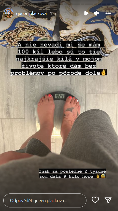 Plačková před porodem: váha ukazuje nemilosrdných 102 kg.