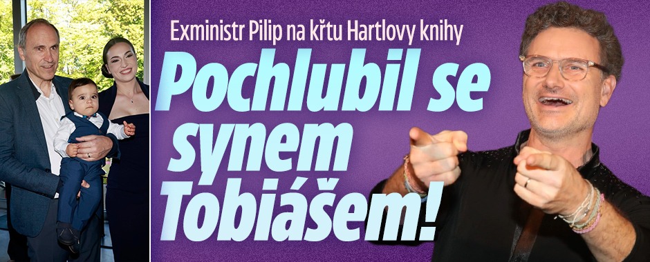 Banner ke žhavému tématu: Exministr Pilip na křtu Hartlovy knihy: ...