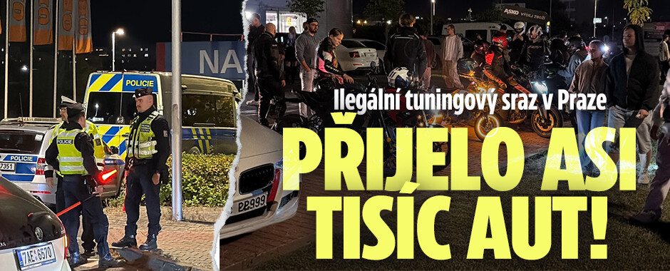 Ilegální sjezd tuningových aut v Praze: Na parkoviště přijelo až tisíc aut a dorazilo zhruba 2500 lidí