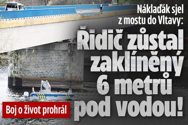 Náklaďák sjel do Vltavy: Mrtvého řidiče našli v 6 metrech!