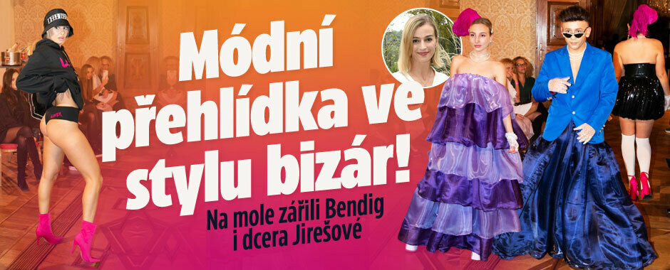 Módní přehlídka ve stylu bizár! Na mole zářili Bendig i dcera Jirešové Módní přehlídka ve stylu bizár! Na mole zářili Bendig i dcera Jirešové