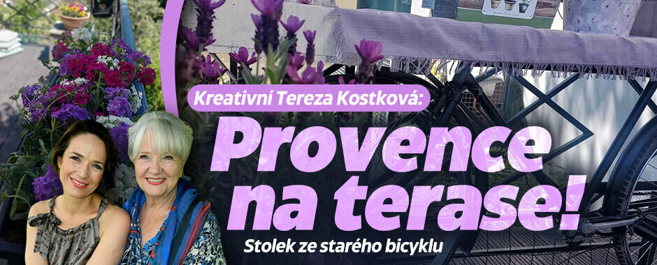 Kreativní Tereza Kostková: Provence na terase! Stolek ze starého bicyklu Kreativní Tereza Kostková: Provence na terase! Stolek ze starého bicyklu